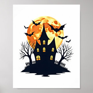 Poster Haunted House with Bats – Spooky Halloween Tee