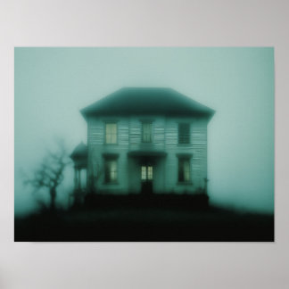 Poster Haunted Victorian Mansion Foggy Atmospheric Horror