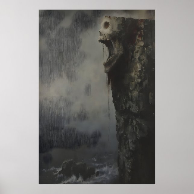 Poster Haunting Cliff Skull Art Printable, Gothic (Frente)