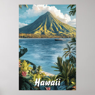Poster Havaí EUA Art Vintage Illustration Viagem