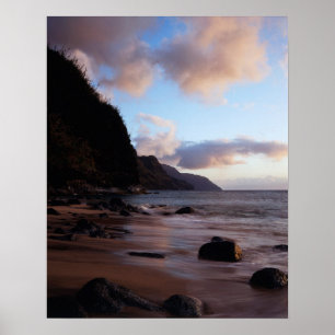 Poster Havaí, Kauai, A vista de Na Pali Coast de Ke'e