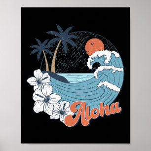 Poster Havaí Vintage Estado Aloha Havaiano Praia Surf