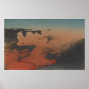 Póster Havaí - vista do vulcão de Kilauea no HA