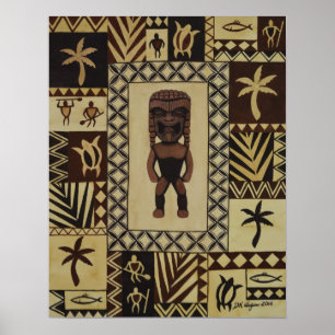 Poster havaiano do Petroglyph dos deus da guerra