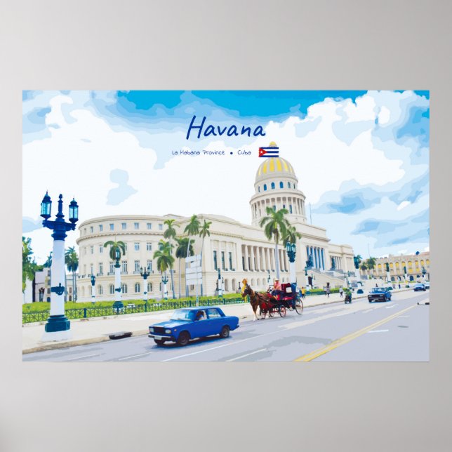 Poster Havana, Cuba - Alma Clássica Vintage (Frente)