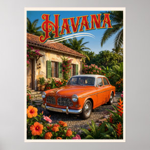 Poster Havana Cuba Carro Antigo Viagem Tropical