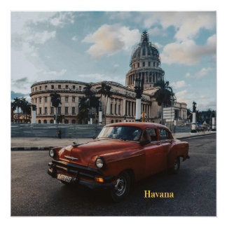 Póster Havana Cuba Carro Clássico Antigo 