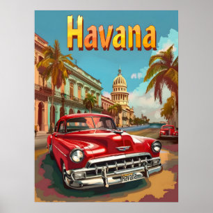 Poster Havana Dreams: Cruise em um Carro vintage