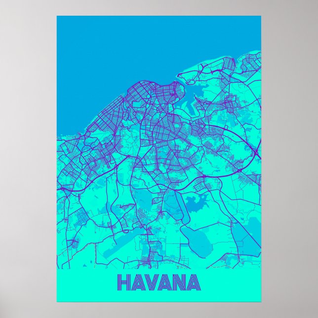 Poster Havana - Mapa da Cidade de Cuba (Frente)