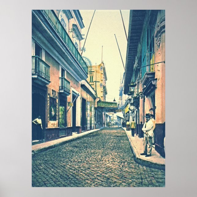 Póster Havana Street Cuba 1899 (Frente)