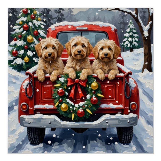 Póster Havanese Christmas Red Truck Holiday (Frente)