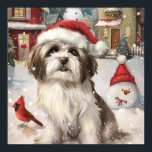 Poster Havanese Winter Wonderland Christmas Joy<br><div class="desc">Este design festivo captura o espírito alegre da época de férias, apresentando um adorável filhote vestindo um chapéu de Papai Noel. O cachorro está aninhado numa terra maravilhosa de inverno, completo com um boneco de neve, uma árvore de Natal decorada, e presentes lindamente envoltos. Os flocos de neve caem suavemente,...</div>