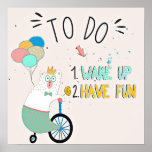 Poster Have fun!<br><div class="desc">Cude bear with bicycle & balloons for kids and grown ups.</div>