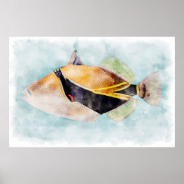 Poster Hawaiai Humuhumunukunukuapuaa atira Peixes Hawaii