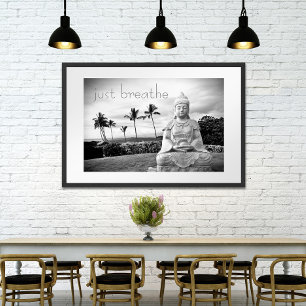 Poster Hawaii Buddha Black White Photo Apenas Respira