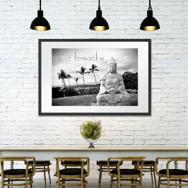 Poster Hawaii Buddha Black White Photo Apenas Respira