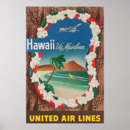 Poster Hawaii Painting Hawaiian Art Print United Travel P