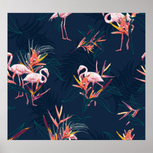 Poster Hawaiian Flamingo: Trabalho de arte Tropical Vinta