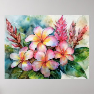 Poster Hawaiian Plumeria e Pink Ginger