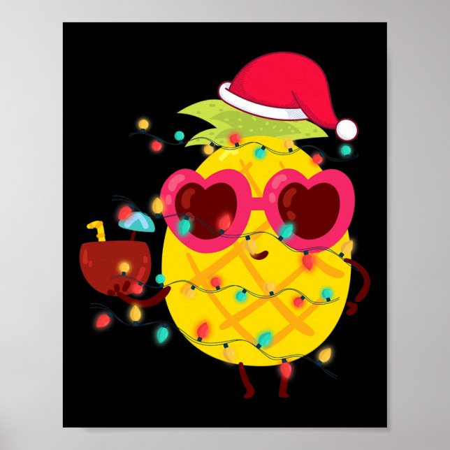 Poster Hawaiian Summer Tropical Xmas Pineapple Christmas  (Frente)