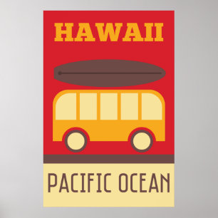 Póster Hawaiian Surfing Bus