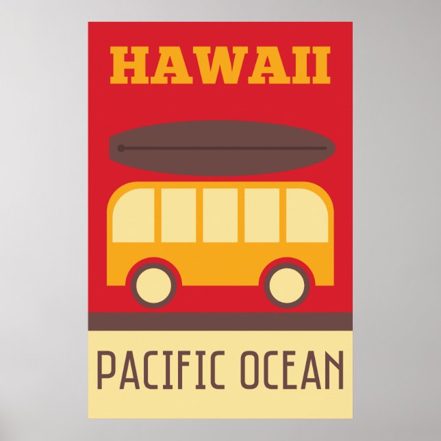 Póster Hawaiian Surfing Bus (Frente)
