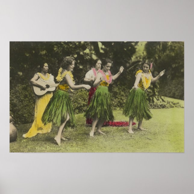 Poster HawaiiHula Dancers em ColorHavaí (Frente)