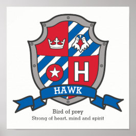 Poster Hawk boys name significa heraldry shield