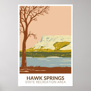 Poster Hawk Primavera State Recreation Area Wyoming Vinta