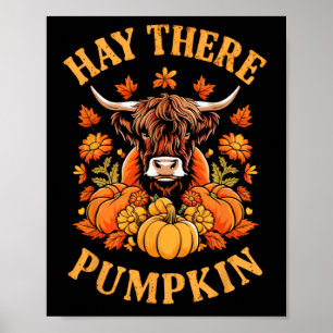 Poster Hay Ali Pumkin Highland Cow Fall Autumn Thanksgi