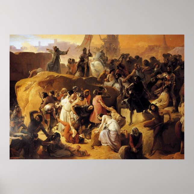 Poster Hayez Crusaders Thirsting near Jerusalém (Frente)