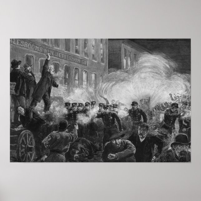 Poster Haymarket Riot Engraving - 1886 (Frente)
