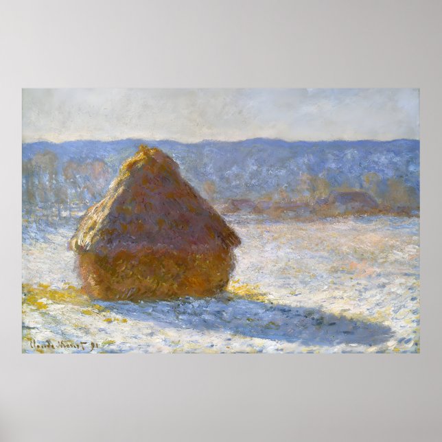 Poster Haystack pela manhã, Efeito da Neve, Claude Monet (Frente)