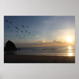 Póster Haystack Rock, Cannon Beach Oregon