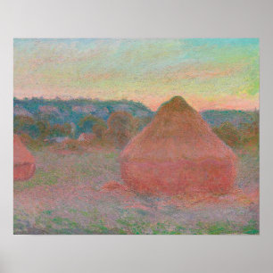 Poster Haystacks, fim do dia, outono (1890-1891)