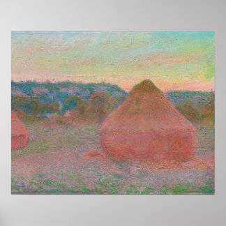 Poster Haystacks, fim do dia, outono (1890-1891)