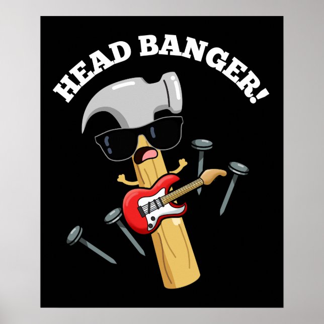 Poster Head Banger - Música Engraçada Puns Escuros BG (Frente)