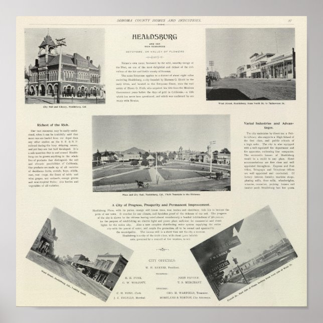 Póster Healdsburg, Califórnia (Frente)