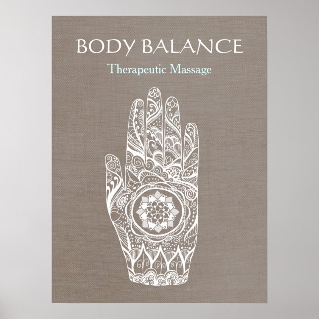 Póster Healer natural Henna Hand Lotus (Frente)