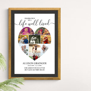 Poster Heart 9 Photo Collage Life Good Livered Funeral