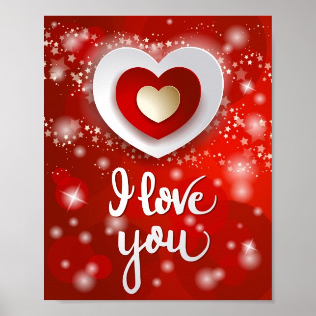 Poster Heart and Stars in Red (Frente)