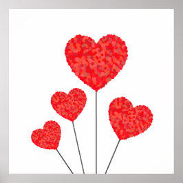 Poster Heart Balloons Illustration Design