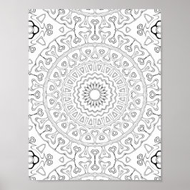 Poster Heart Bloom Pattern Coloring Page Design