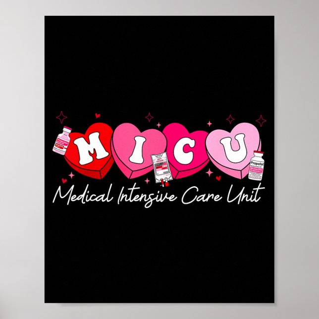 Poster Heart Candy Micu Nurse Valentine's Day Medical Cri (Frente)