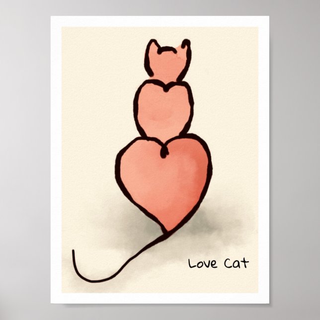 Poster Heart Cat (Frente)
