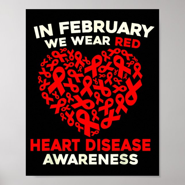 Poster Heart Disease Awareness Go Red In February Health  (Frente)