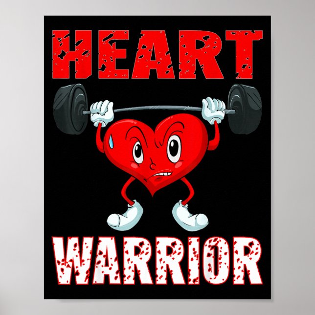 Poster Heart Disease Awareness Heart Warrior Wear Red Hea (Frente)