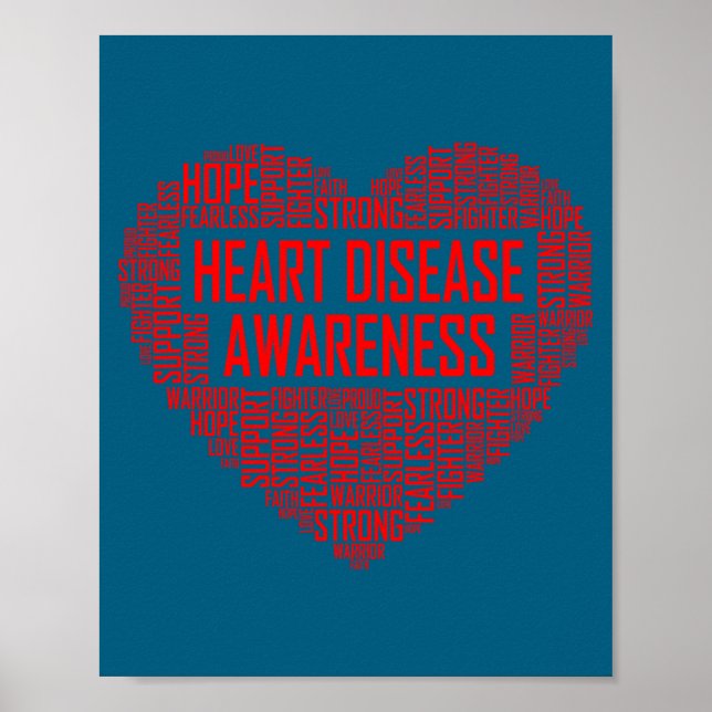 Poster Heart Disease Awareness Red Heart Gift February We (Frente)