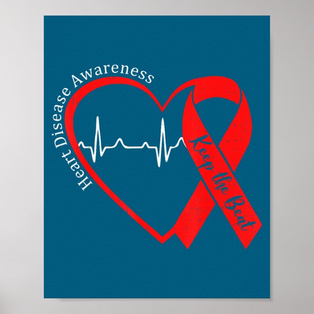 Poster Heart Health Heart Disease Awareness Chd Heartbeat (Frente)