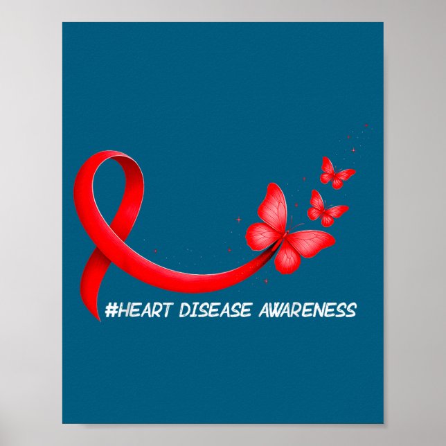 Poster Heart Health Heart Disease Awareness Chd Red Ribbo (Frente)